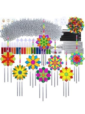 DIY Colorful Flower Wind Chime Kit - Multi-Color (Kid Parties Or Crafting)